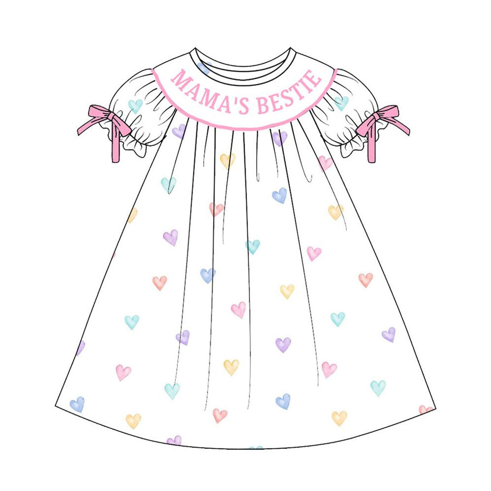(Pre Order) No moq GSD3082 PRE-ORDER baby girl clothes MAMA love short sleeve dress-2025.11.8