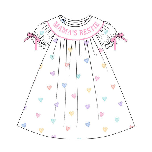 (Pre Order) No moq GSD3082 PRE-ORDER baby girl clothes MAMA love short sleeve dress-2025.11.8