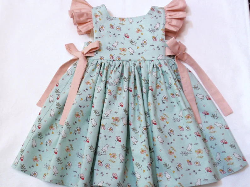 (Pre Order) No moq GSD3083 PRE-ORDER baby girl clothes floral flying sleeve dress-2025.11.8