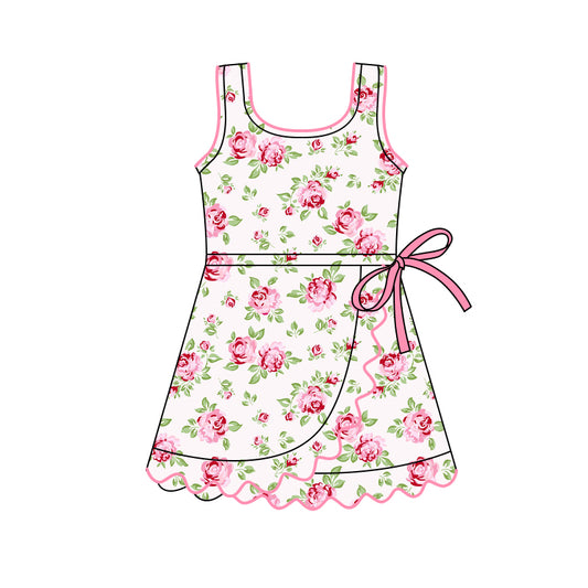 (Pre Order) No moq GSD3093 PRE-ORDER baby girl clothes yoga floral sleeveless dress-2025.11.11