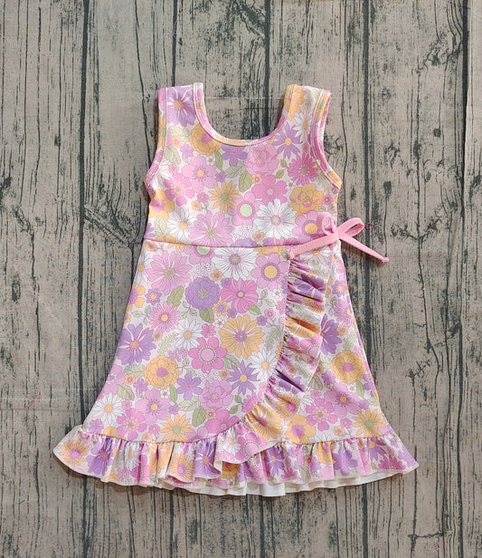 (Pre Order) No moq GSD3095 PRE-ORDER baby girl clothes yoga floral sleeveless dress-2025.11.27