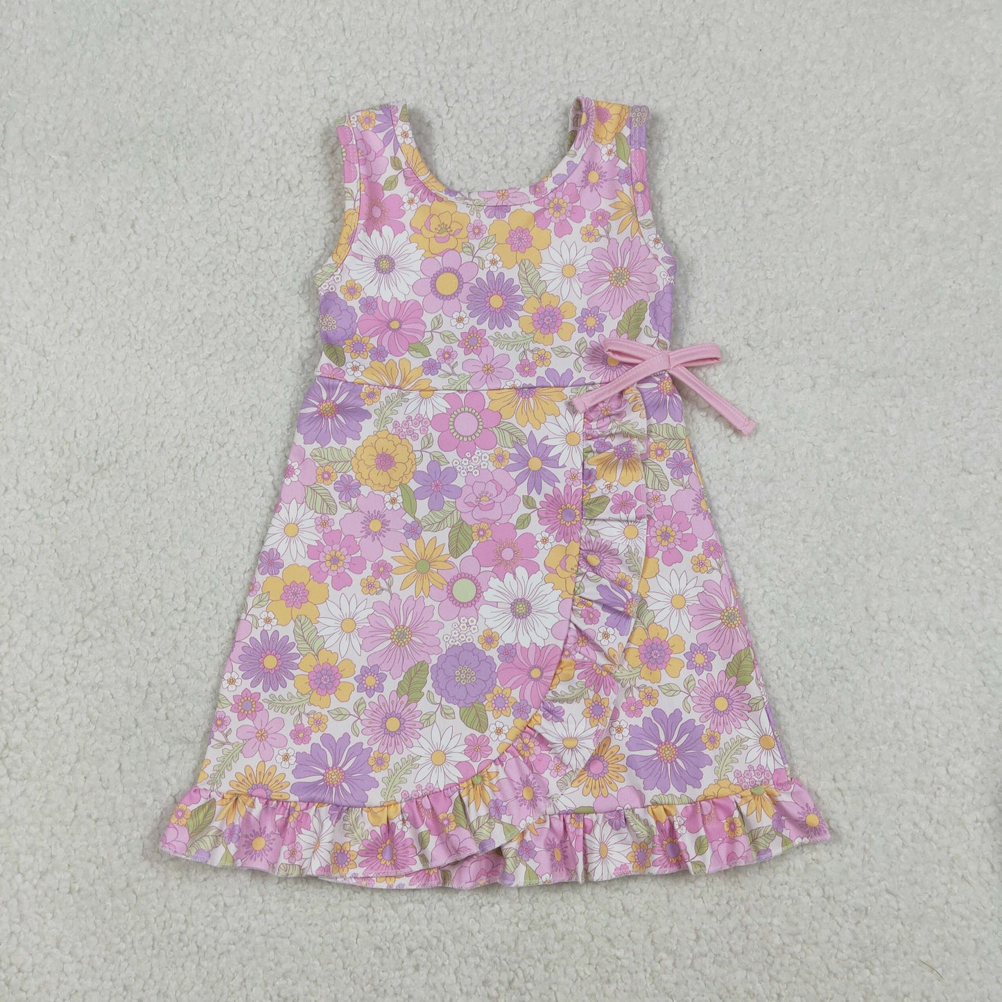 RTS NO MOQ Sibling baby girl clothes yoga sleeveless dresses