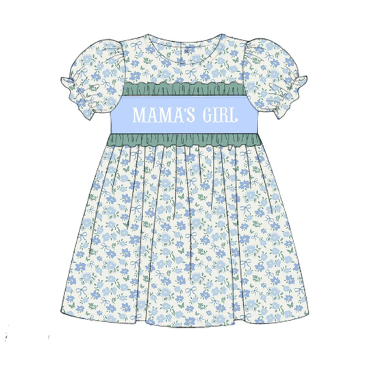(Pre Order) No moq GSD3128 PRE-ORDER baby girl clothes MAMA short sleeve dress-2025.11.14