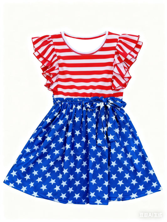 (Pre Order) No moq GSD3130 PRE-ORDER baby girl clothes flying sleeve dress-2025.11.14