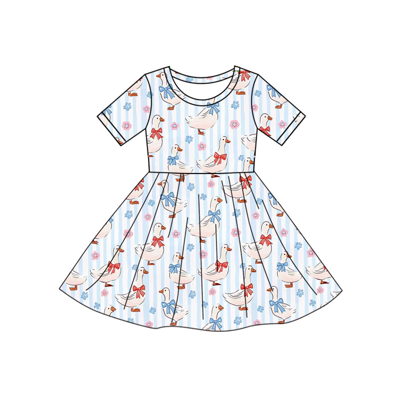 (Pre Order) No moq GSD3138 PRE-ORDER baby girl clothes floral bow short sleeve dress-2025.11.15