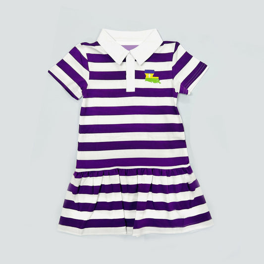 (Pre Order) No moq GSD3140 PRE-ORDER baby girl clothes purple short sleeve dress-2025.11.15