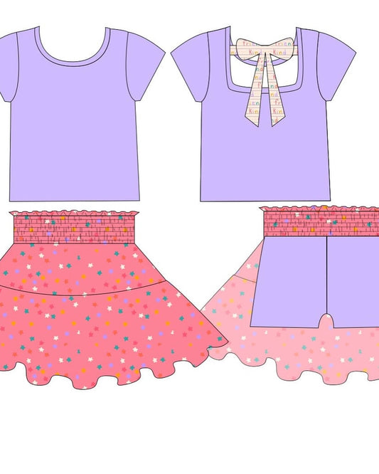 (Pre Order) No moq GSD3147 Pre-order baby girl clothes short sleeve skirts sets-2025.11.17