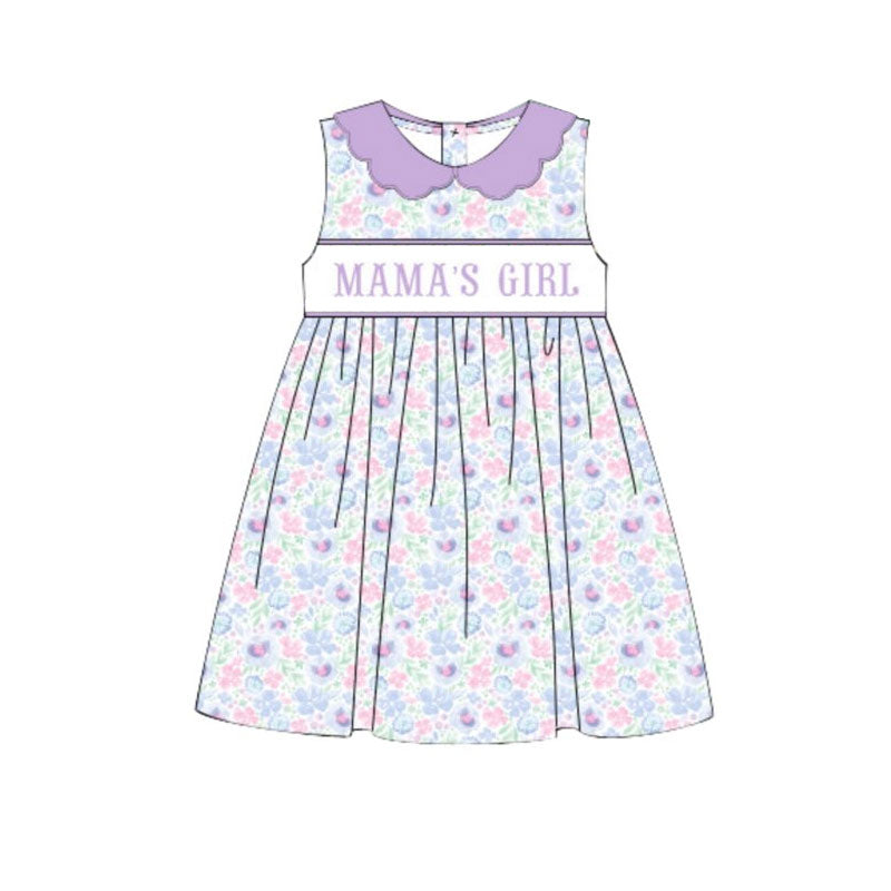 (Pre Order) No moq GSD3152 PRE-ORDER baby girl clothes MAMA purple sleeveless dress-2025.11.18