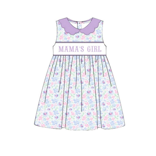 (Pre Order) No moq GSD3152 PRE-ORDER baby girl clothes MAMA purple sleeveless dress-2025.11.18