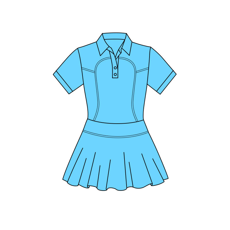 (Pre Order) No moq GSD3159 PRE-ORDER baby girl clothes yoga blue short sleeve dress-2025.11.19