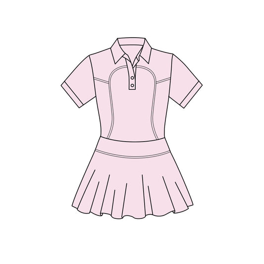 (Pre Order) No moq GSD3160 PRE-ORDER baby girl clothes yoga pink short sleeve dress-2025.11.19