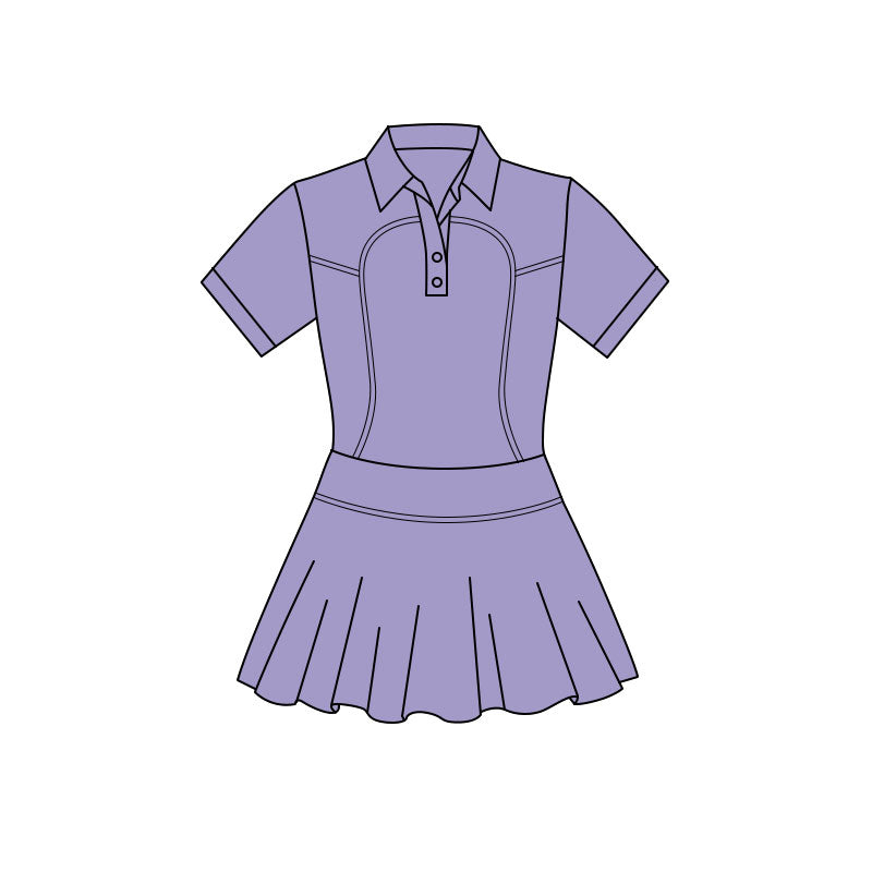 (Pre Order) No moq GSD3161 PRE-ORDER baby girl clothes yoga purple short sleeve dress-2025.11.19