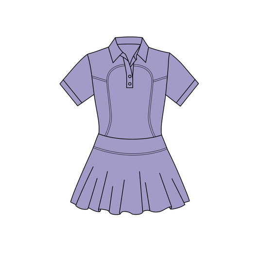 (Pre Order) No moq GSD3161 PRE-ORDER baby girl clothes yoga purple short sleeve dress-2025.11.19