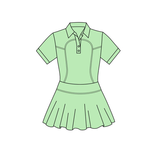 (Pre Order) No moq GSD3169 PRE-ORDER baby girl clothes yoga green short sleeve dress-2025.11.19