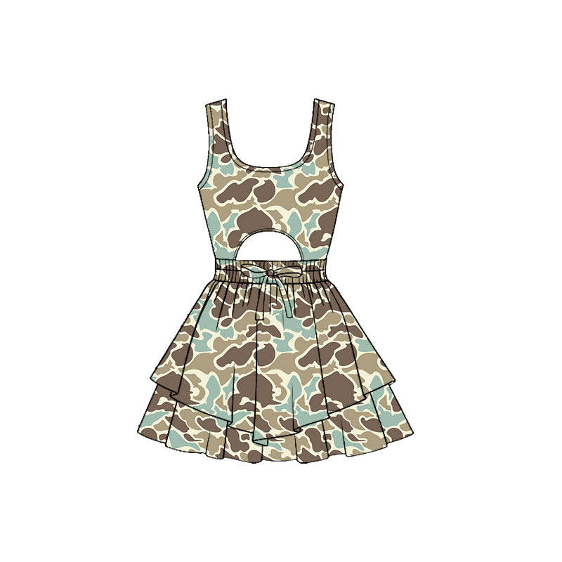 (Pre Order) No moq GSD3194 PRE-ORDER baby girl clothes yoga camouflage sleeveless dress-2025.11.20