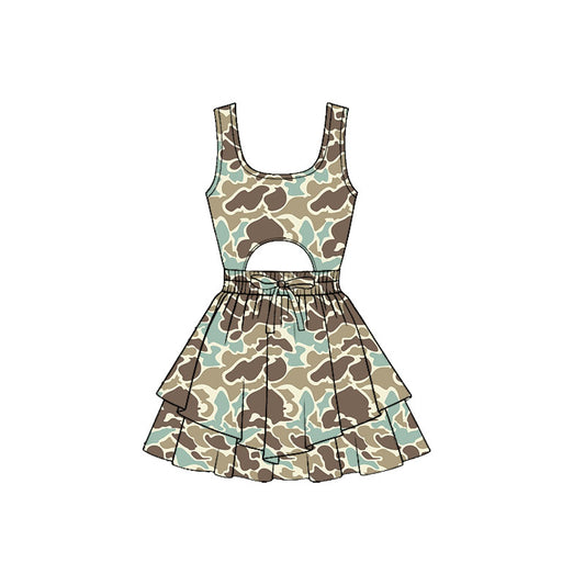 (Pre Order) No moq GSD3194 PRE-ORDER baby girl clothes yoga camouflage sleeveless dress-2025.11.20