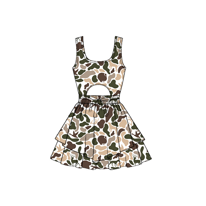 (Pre Order) No moq GSD3196 PRE-ORDER baby girl clothes yoga camouflage sleeveless dress-2025.11.20