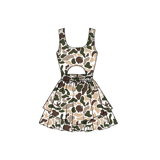 (Pre Order) No moq GSD3196 PRE-ORDER baby girl clothes yoga camouflage sleeveless dress-2025.11.20