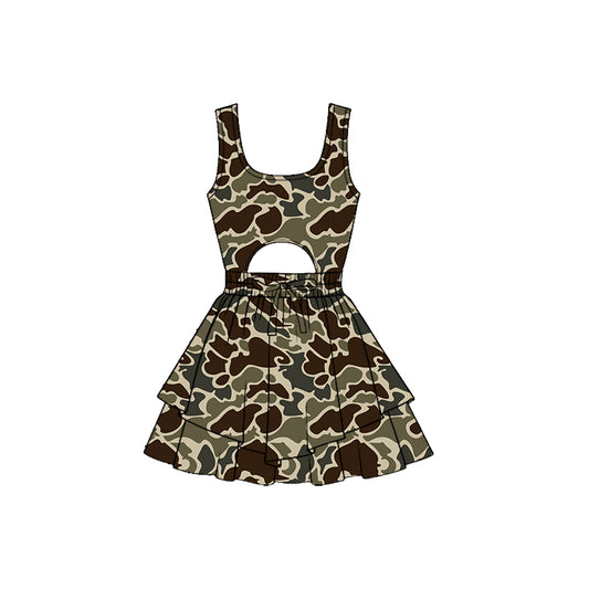 (Pre Order) No moq GSD3198 PRE-ORDER baby girl clothes yoga camouflage sleeveless dress-2025.11.20