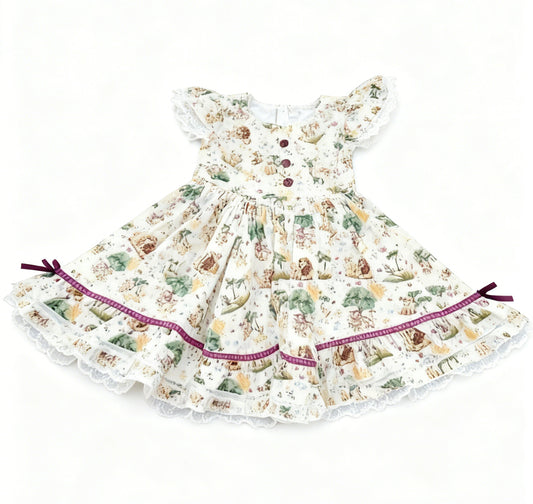 (Pre Order) No moq GSD3223 PRE-ORDER baby girl clothes animal flying sleeve dress-2025.11.21