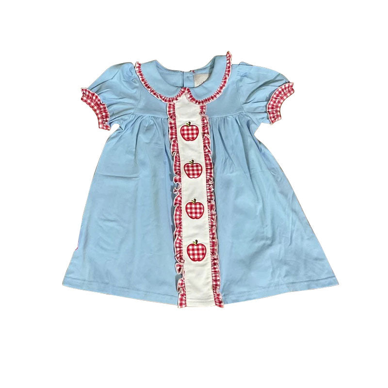 (Pre Order) No moq GSD3241 PRE-ORDER baby girl clothes apple short sleeve dress-2025.11.22