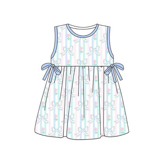 (Pre Order) No moq GSD3246 Pre-order baby girl clothes bow floral sleeveless dress-2025.11.24
