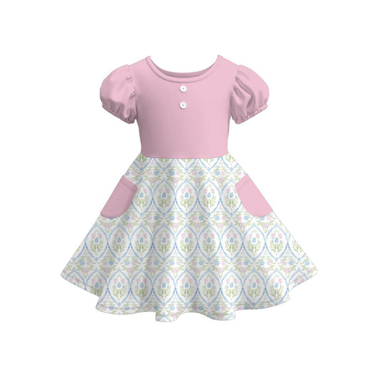 (Pre Order) No moq GSD3263 Pre-order baby girl clothes bow floral short sleeve dress-2025.11.25