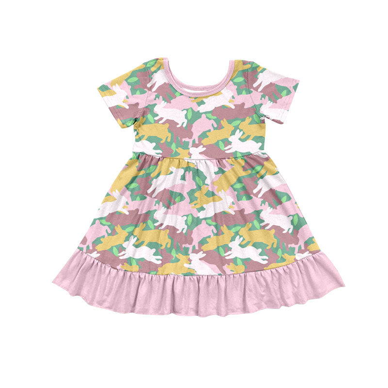 (Pre Order) No moq Pre-order baby girl clothes bunny short sleeve dress-2025.11.27