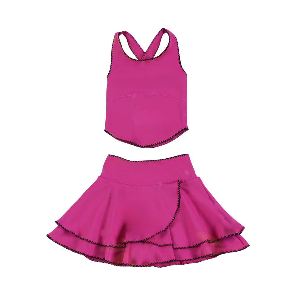 (Pre Order) No moq PRE-ORDER baby girl clothes yoga sleeveless skirts sets-25.11.29