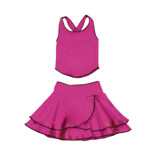 (Pre Order) No moq PRE-ORDER baby girl clothes yoga sleeveless skirts sets-25.11.29
