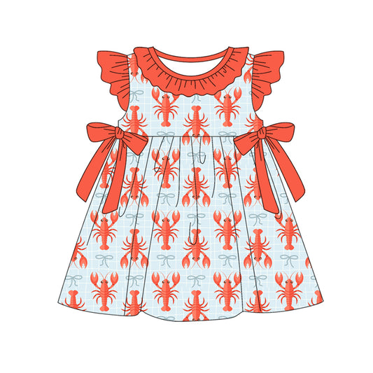 (Pre Order) No moq Pre-order baby girl clothes lobster red flying sleeve dress-25.12.5