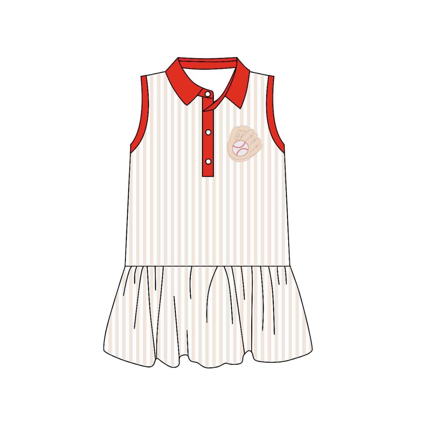 (Pre Order) No moq Pre-order baby girl clothes baseball sleeveless dress-25.12.5