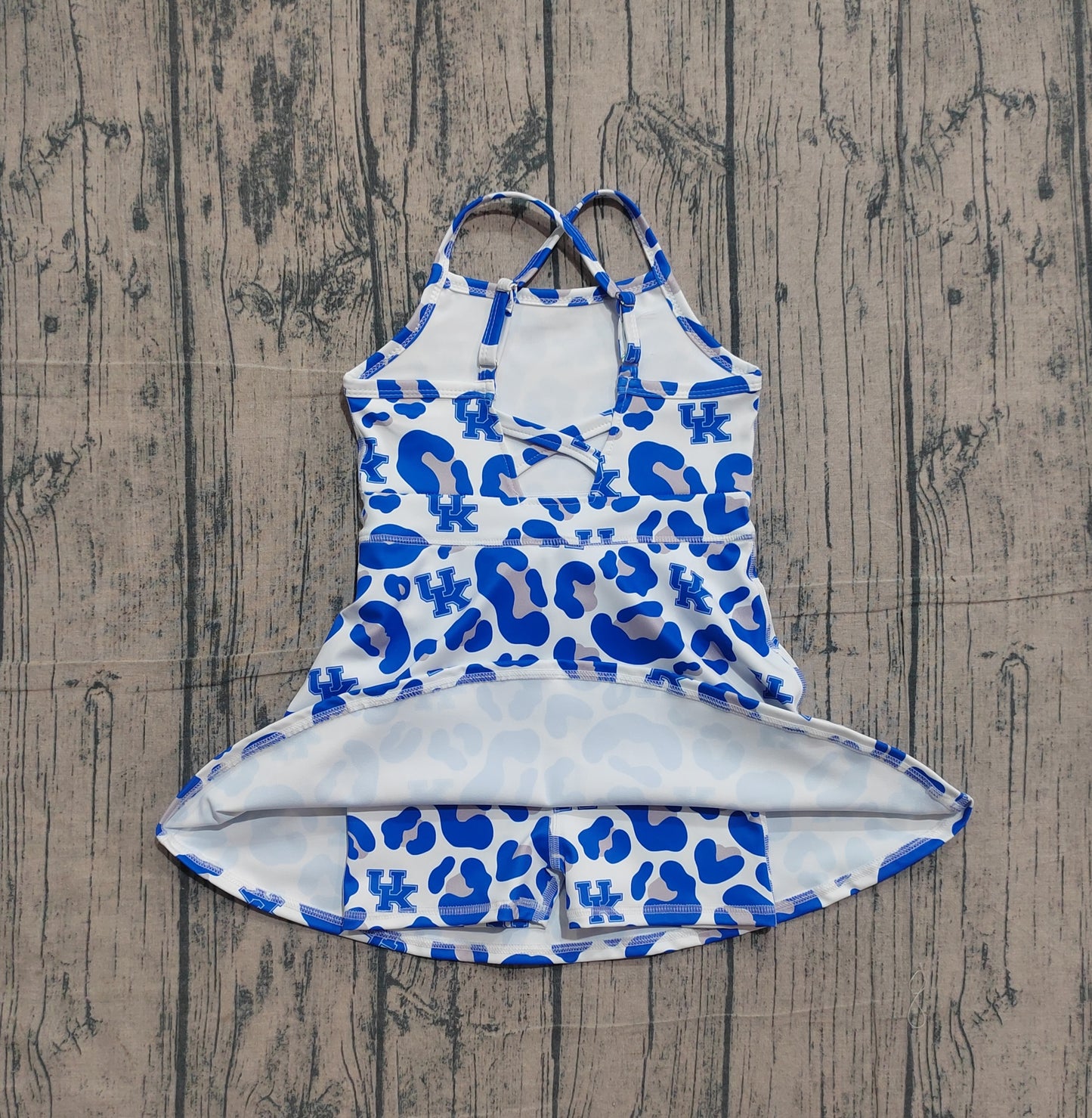 (Pre Order) No moq GSD3630 Pre-order baby girl clothes yoga team camouflage blue sleeveless dress-26.1.19