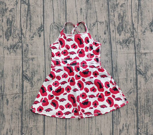 (Pre Order) No moq GSD3636 Pre-order baby girl clothes yoga team camouflage red sleeveless dress-26.1.19