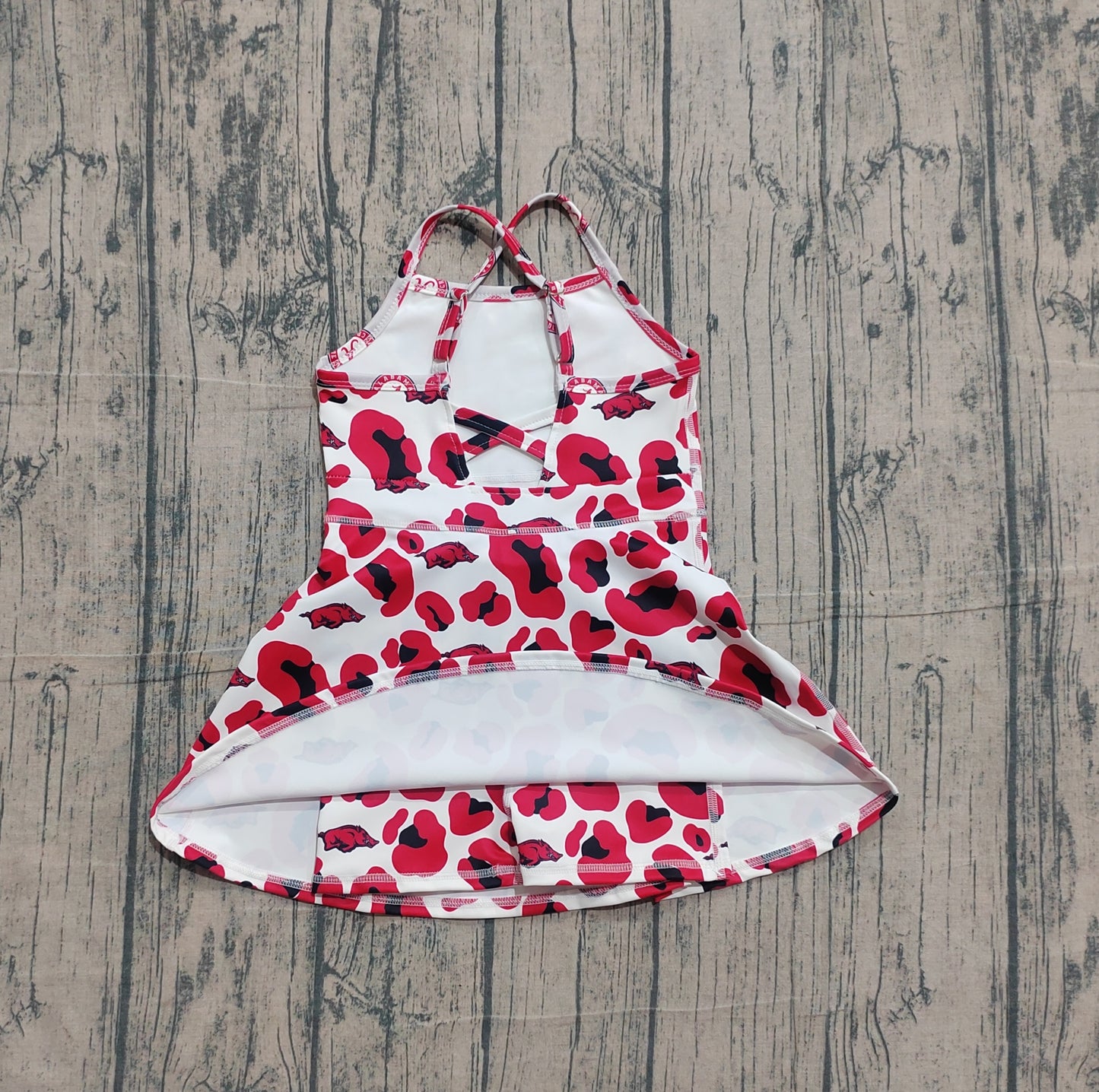 (Pre Order) No moq GSD3636 Pre-order baby girl clothes yoga team camouflage red sleeveless dress-26.1.19