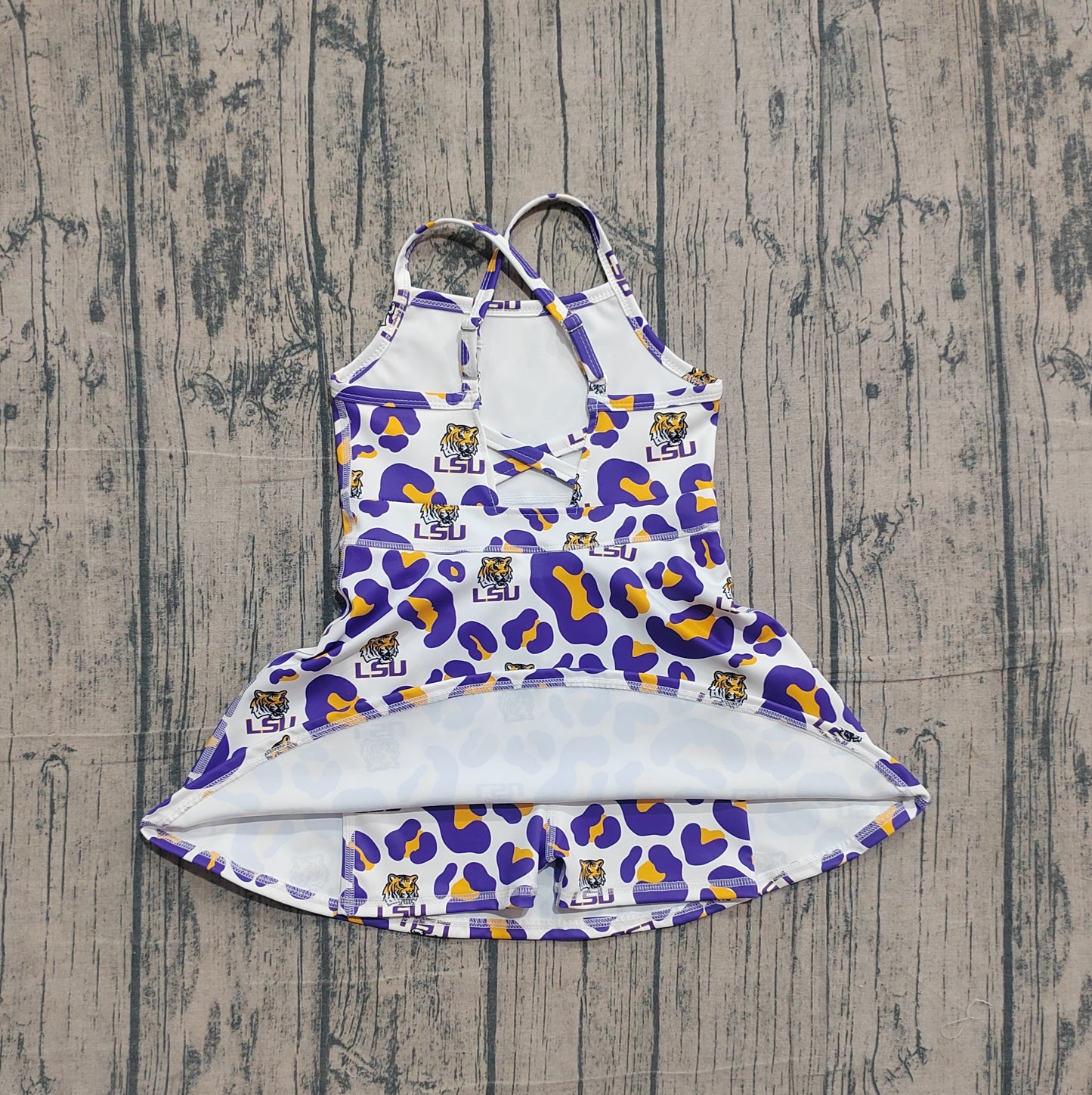 (Pre Order) No moq GSD3639 Pre-order baby girl clothes yoga team camouflage sleeveless dress-26.1.19