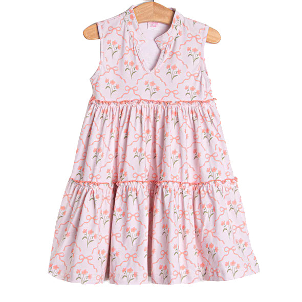 (Pre Order) No moq GSD3678 Pre-order baby girl clothes bow floral sleeveless dress-26.1.17