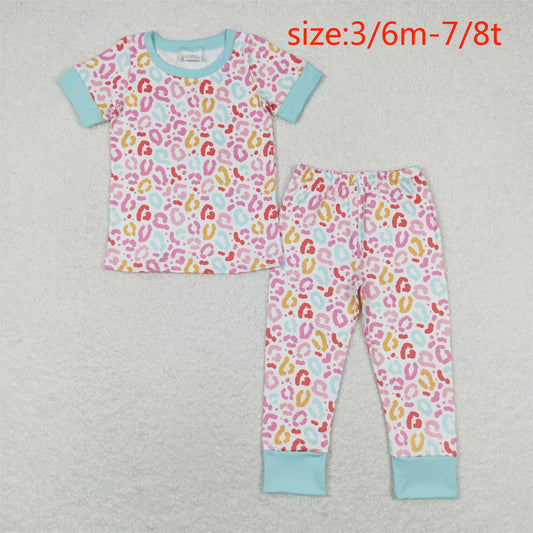 rts no moq GSPO1386 Colorful leopard print short-sleeved trousers pajama set