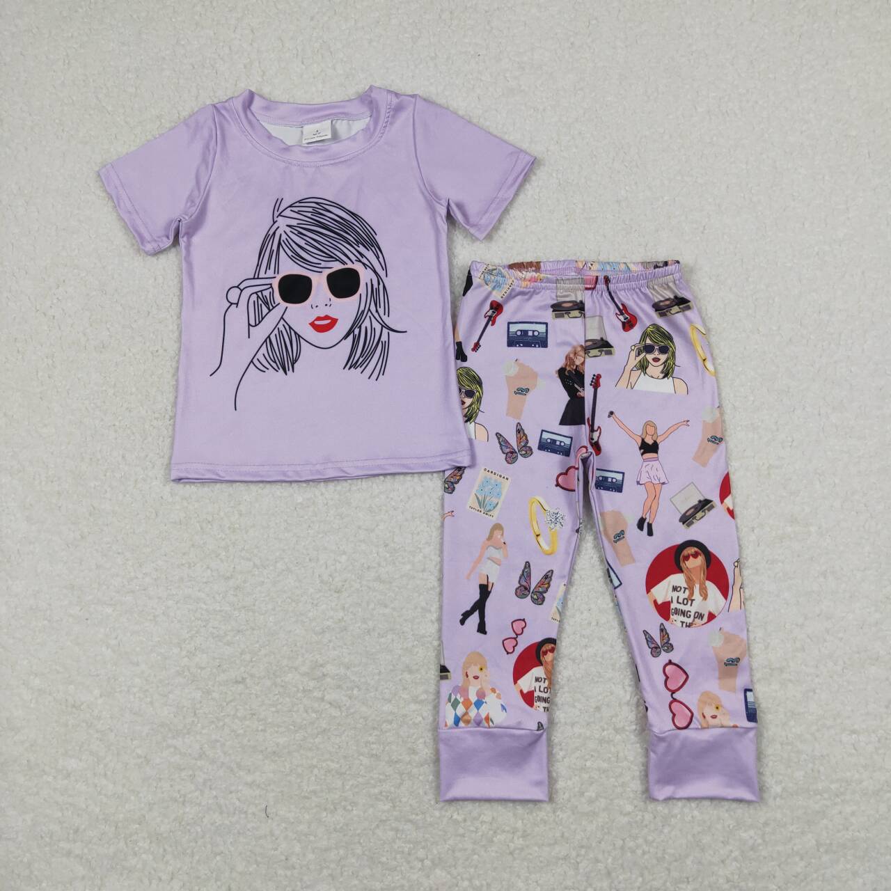 RTS NO MOQ Baby Girl taylor swift Short Sleeve Top Pants Set