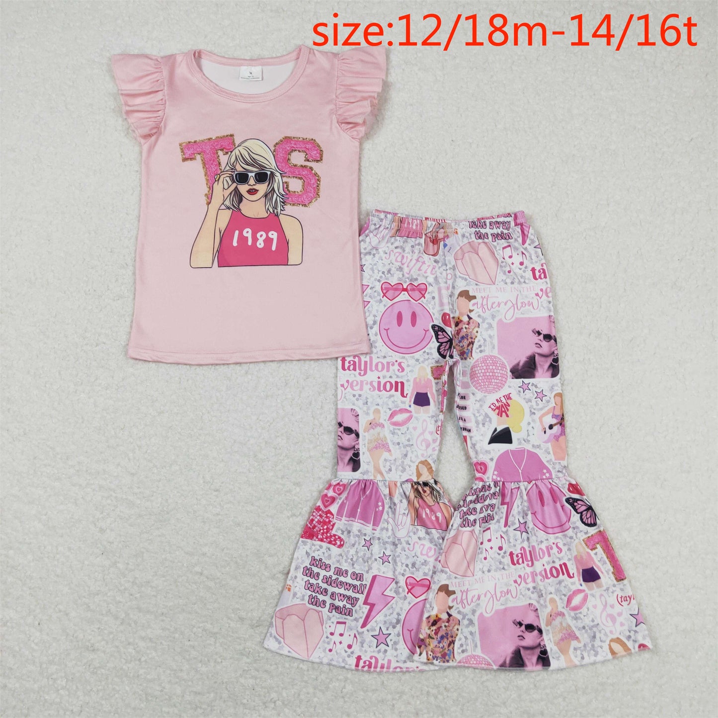 RTS no moq GSPO1507 TS 1989 pink flying sleeve trousers suit