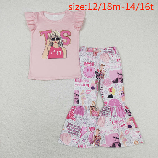 RTS no moq GSPO1507 TS 1989 pink flying sleeve trousers suit