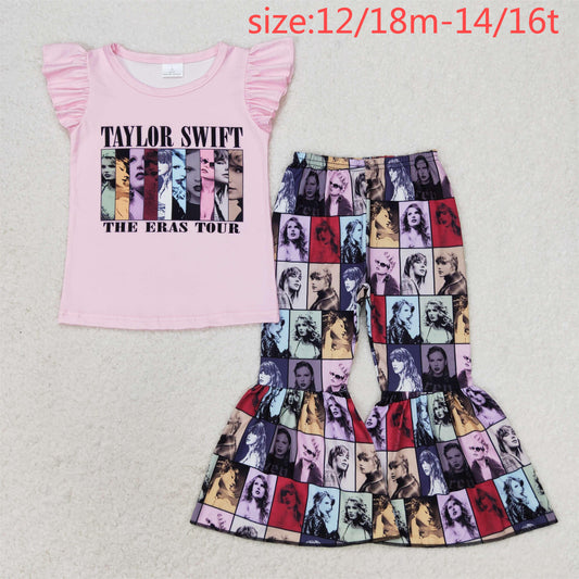 RTS NO MOQ GSPO1540 Taylor Swift photo pink flying sleeve trouser suit