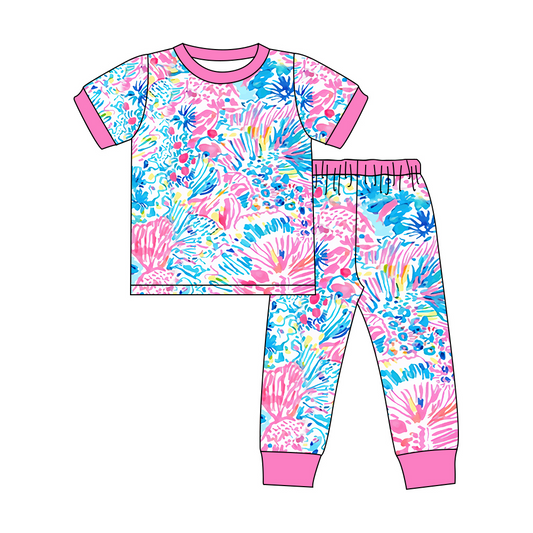 GSPO1550 pre-order baby girl clothes floral girl spring pajamas outfit