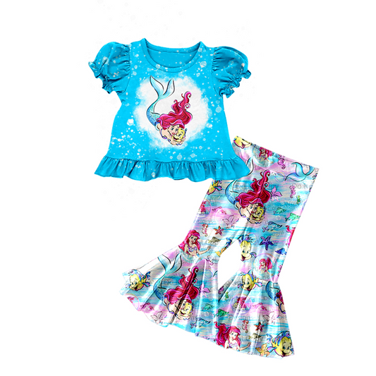 GSPO1555 pre-order baby girl clothes ocean princess girls bell bottoms outfit