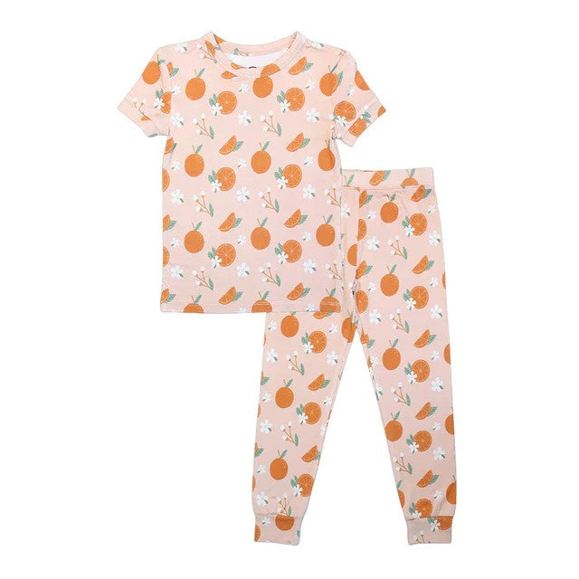 NO MOQ sales GSPO1650 baby girls clothes orange short sleeve pants sets -2024.7.10