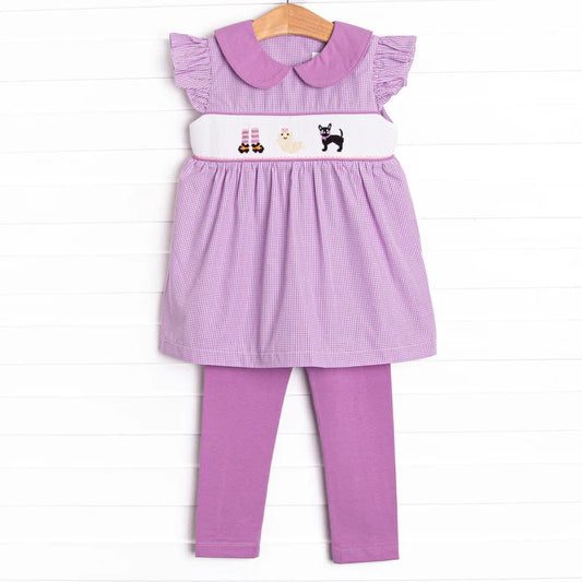 NO MOQ sales GSPO1653 pre-order baby girls clothes purple fly sleeve pants sets -2024.7.11