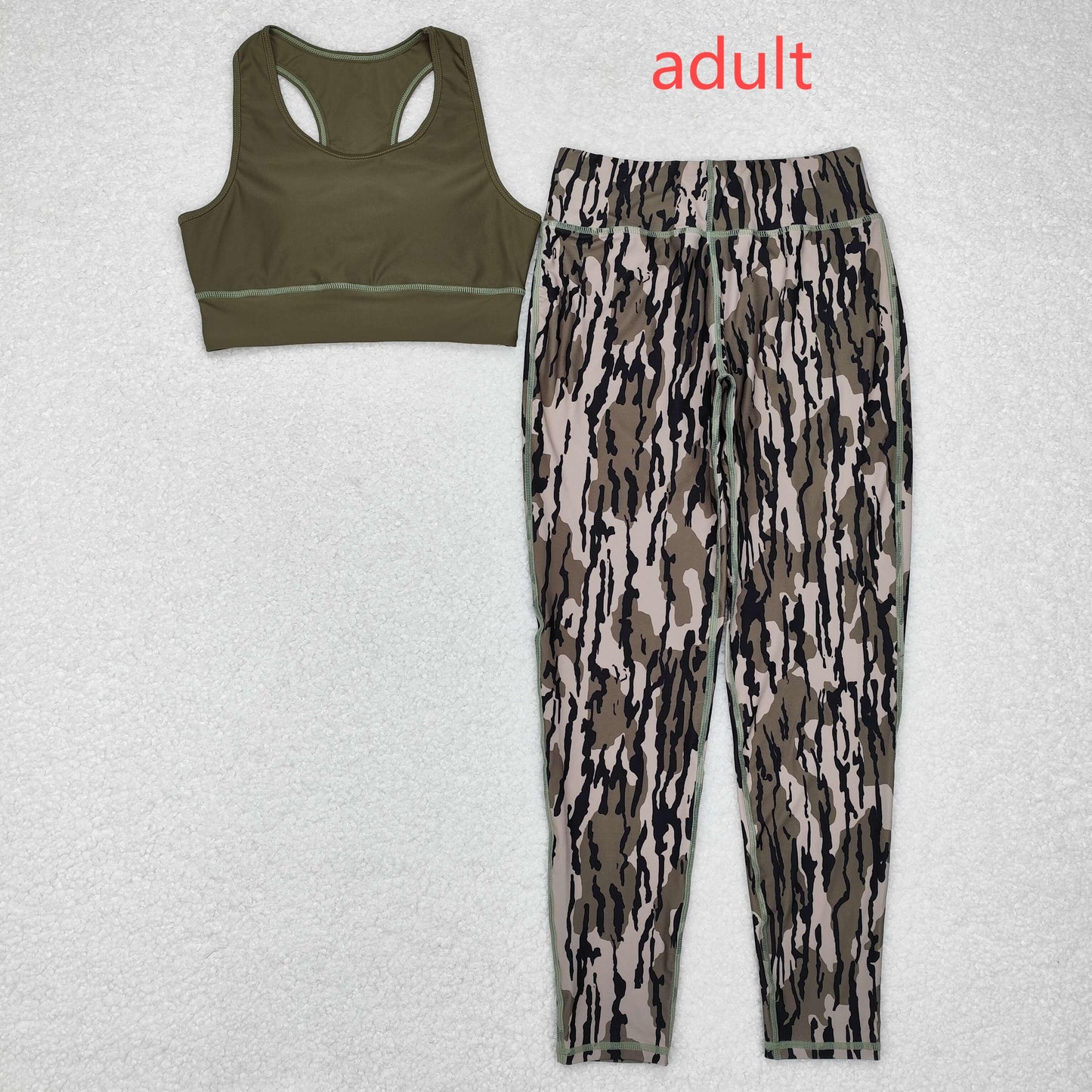 rts no moq GSPO1666 Adult female military green vest camouflage trousers yoga