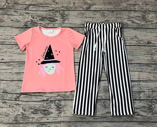 NO MOQ sales GSPO1673 baby girls clothes halloween short sleeve pants sets