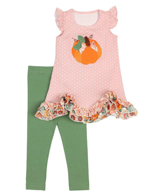 NO MOQ sales GSPO1679 baby girls clothes pumpkin green short sleeve pants sets -2024.8.9