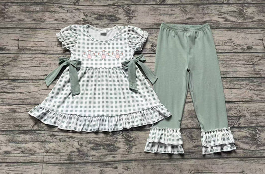 NO MOQ sales GSPO1698 pre-order baby girls clothes short sleeve pants sets